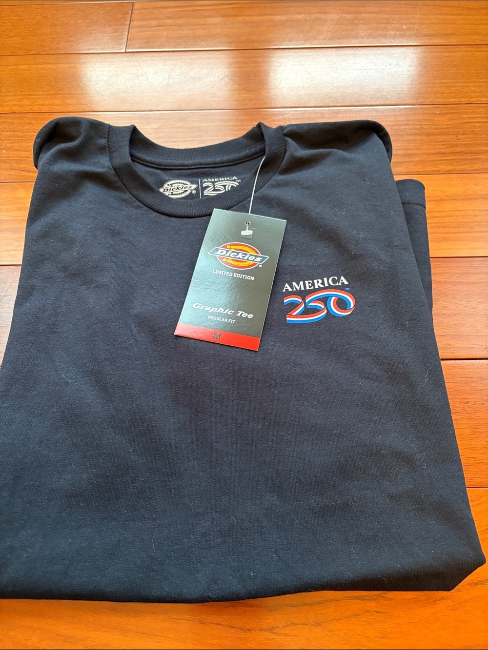 Dickies Black Short Sleeve Graphic Tee with Red & Blue 'America 250' Logo